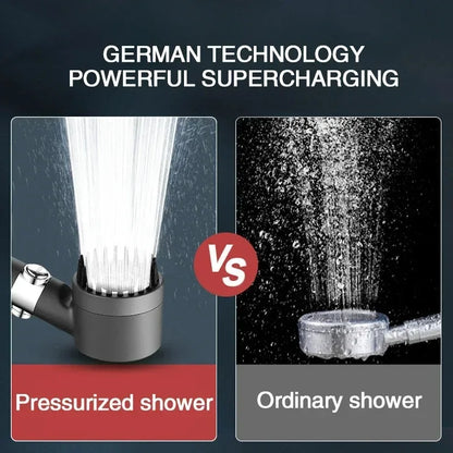 High Pressure Shower Head Pro – 3 Modes + Built-in Filter & Massage Brush