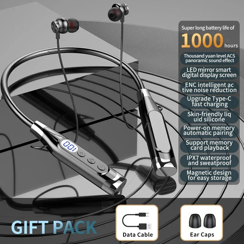 Wireless Headphones Neckband Bluetooth Earphone With Microphone