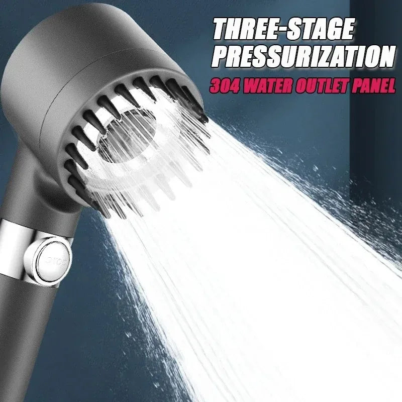 High Pressure Shower Head Pro – 3 Modes + Built-in Filter & Massage Brush