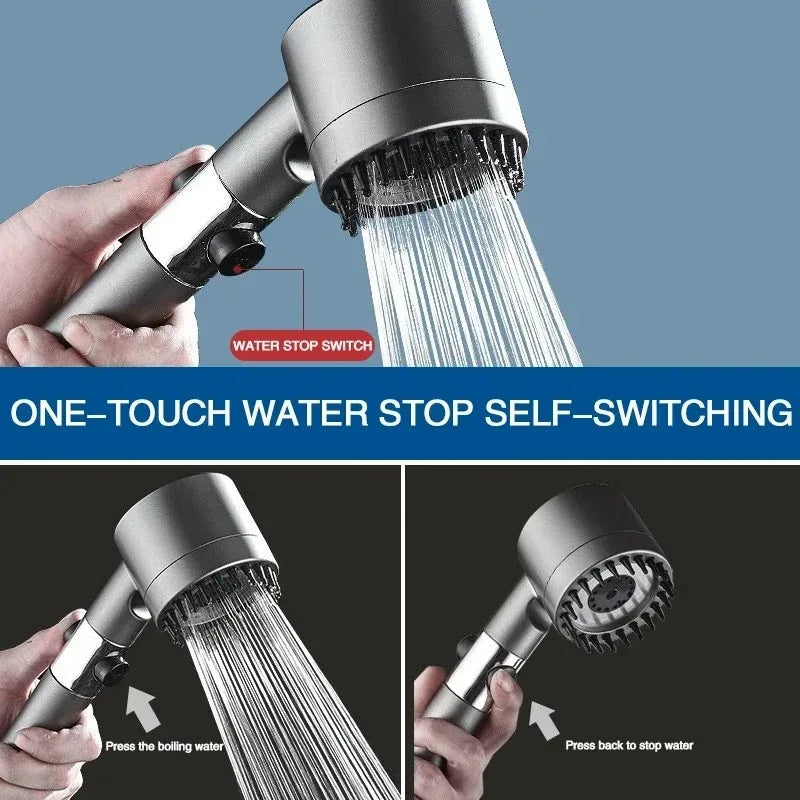 High Pressure Shower Head Pro – 3 Modes + Built-in Filter & Massage Brush