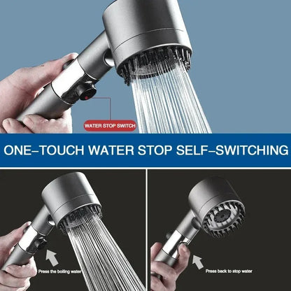 High Pressure Shower Head Pro – 3 Modes + Built-in Filter & Massage Brush